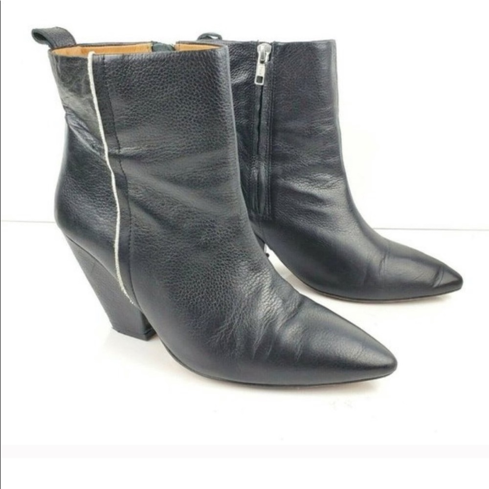 IRO Black Leather Side Fringe Booties Size 9